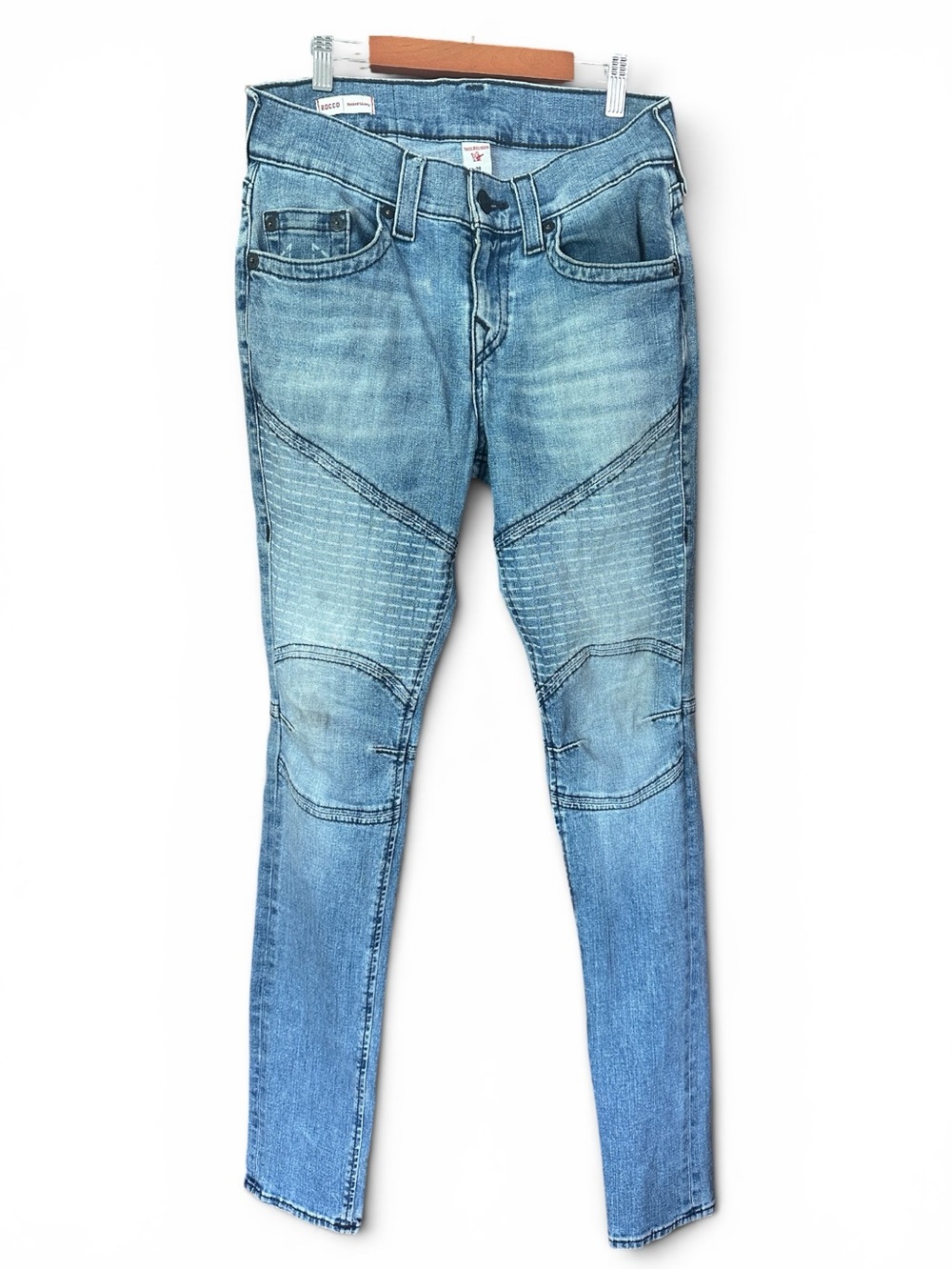 True Religion Men's Light Blue Relaxed Skinny Rocco Jeans